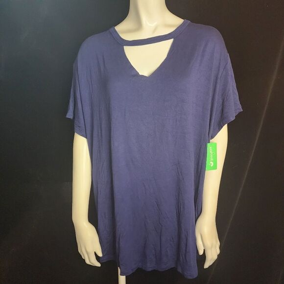 NWT Honeydew Intimates Navy Blue Oversized Keyhole Short Sleeve Tee Shirt (S) - Picture 3 of 6